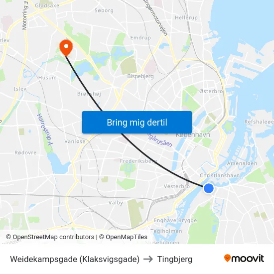 Weidekampsgade (Klaksvigsgade) to Tingbjerg map