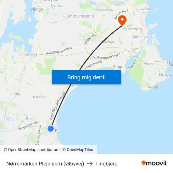 Nørremarken Plejehjem (Ølbyvej) to Tingbjerg map