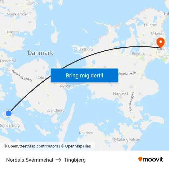 Nordals Svømmehal to Tingbjerg map