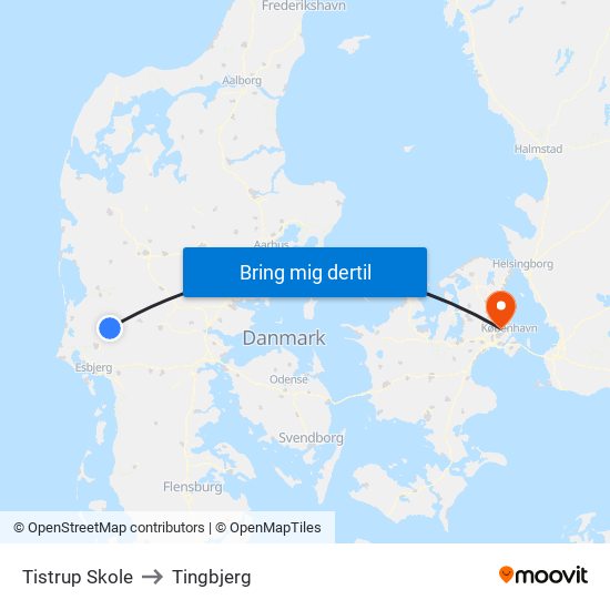 Tistrup Skole to Tingbjerg map