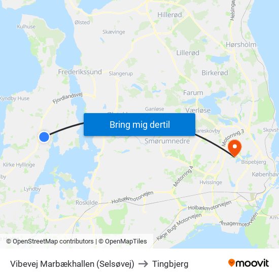 Vibevej Marbækhallen (Selsøvej) to Tingbjerg map