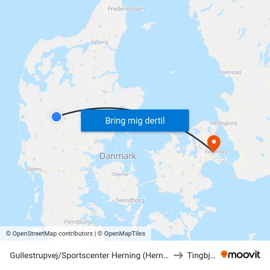 Gullestrupvej/Sportscenter Herning (Herning Kom) to Tingbjerg map