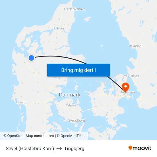 Sevel (Holstebro Kom) to Tingbjerg map
