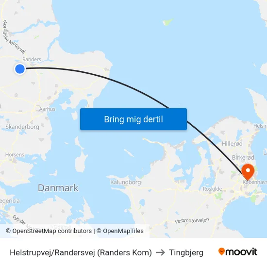 Helstrupvej/Randersvej (Randers Kom) to Tingbjerg map