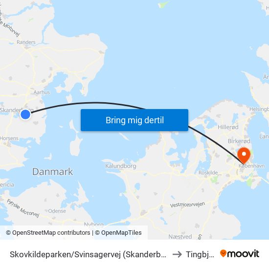 Skovkildeparken/Svinsagervej (Skanderborg Kom) to Tingbjerg map
