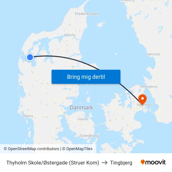 Thyholm Skole/Østergade (Struer Kom) to Tingbjerg map