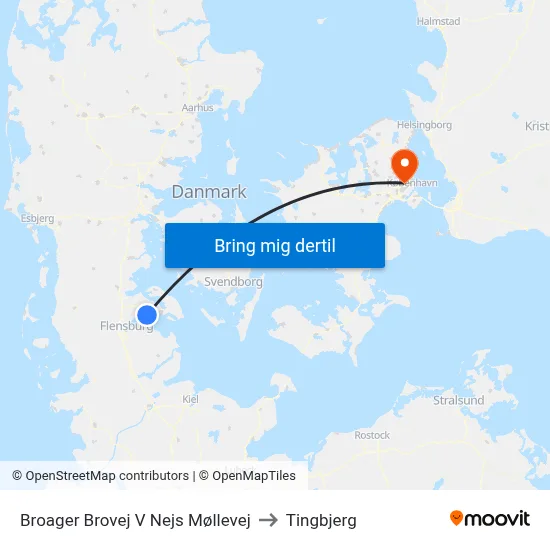 Broager Brovej V Nejs Møllevej to Tingbjerg map