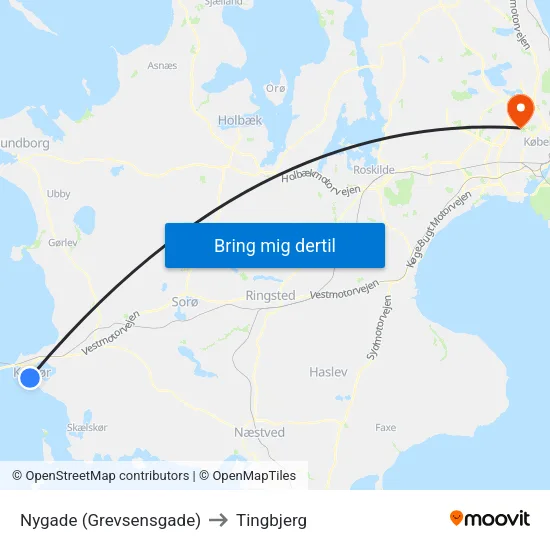 Nygade (Grevsensgade) to Tingbjerg map