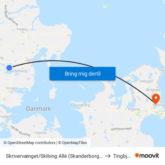 Skrivervænget/Skibing Allé (Skanderborg Kom) to Tingbjerg map