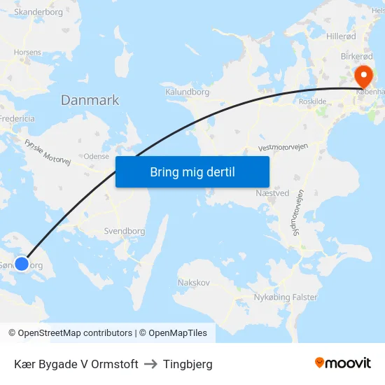 Kær Bygade V Ormstoft to Tingbjerg map