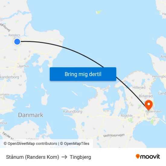 Stånum (Randers Kom) to Tingbjerg map