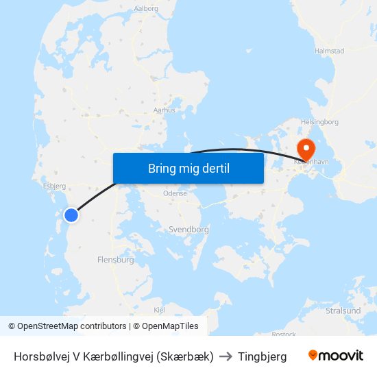 Horsbølvej V Kærbøllingvej (Skærbæk) to Tingbjerg map