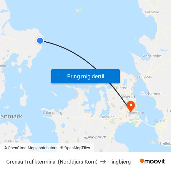 Grenaa Trafikterminal (Norddjurs Kom) to Tingbjerg map