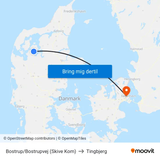 Bostrup/Bostrupvej (Skive Kom) to Tingbjerg map