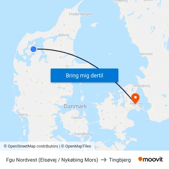 Fgu Nordvest (Elsøvej / Nykøbing Mors) to Tingbjerg map