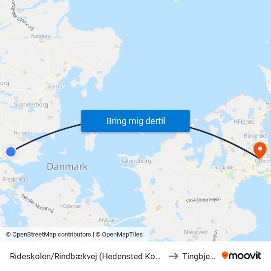 Rideskolen/Rindbækvej (Hedensted Kom) to Tingbjerg map