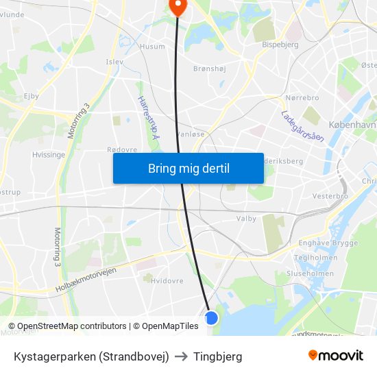 Kystagerparken (Strandbovej) to Tingbjerg map