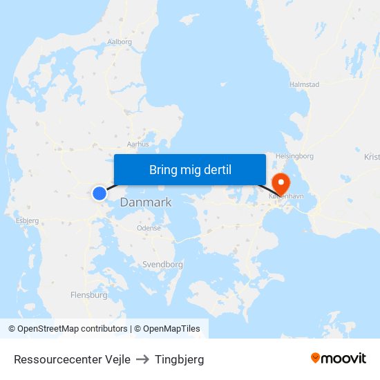 Ressourcecenter Vejle to Tingbjerg map