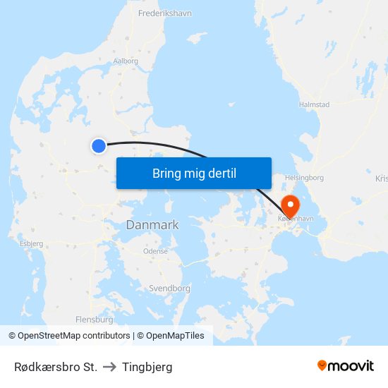 Rødkærsbro St. to Tingbjerg map