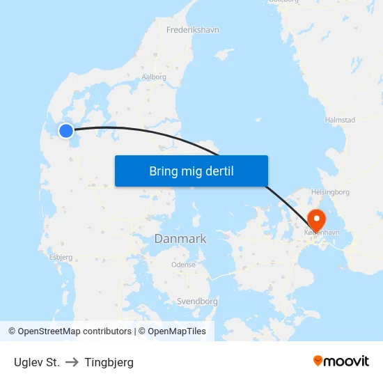 Uglev St. to Tingbjerg map