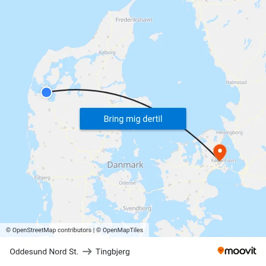 Oddesund Nord St. to Tingbjerg map