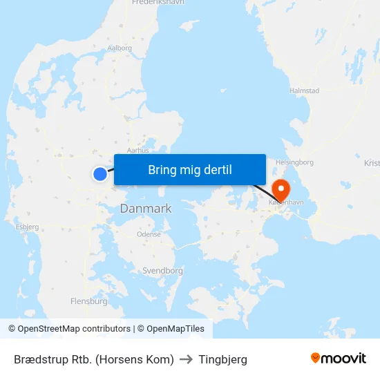Brædstrup Rtb. (Horsens Kom) to Tingbjerg map