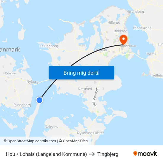 Hou / Lohals (Langeland Kommune) to Tingbjerg map