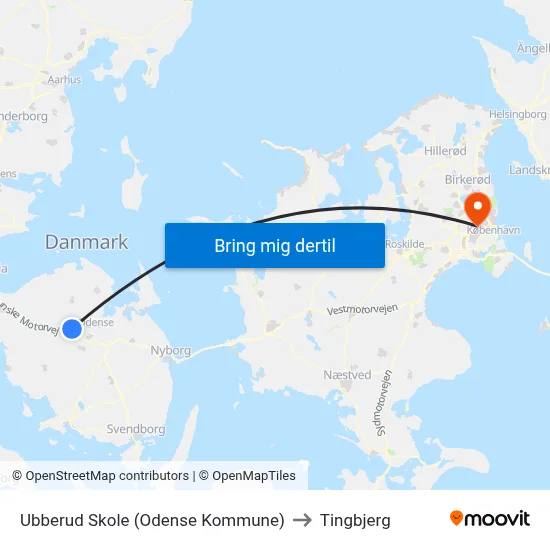 Ubberud Skole (Odense Kommune) to Tingbjerg map