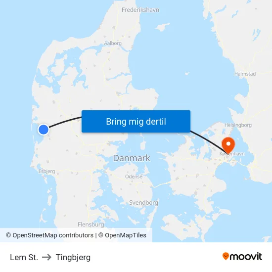 Lem St. to Tingbjerg map