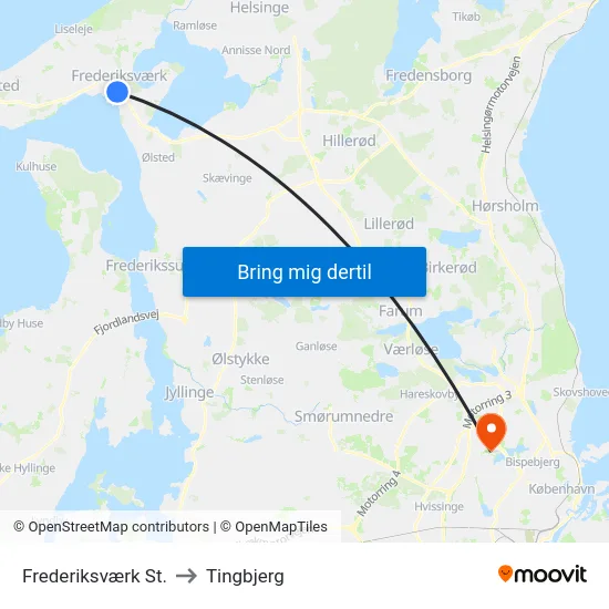 Frederiksværk St. to Tingbjerg map