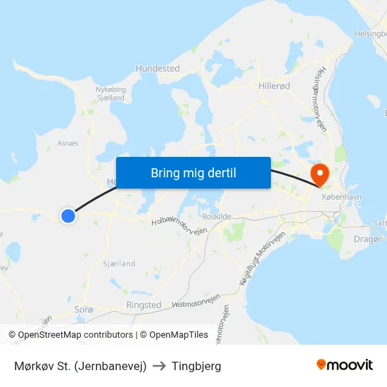Mørkøv St. (Jernbanevej) to Tingbjerg map