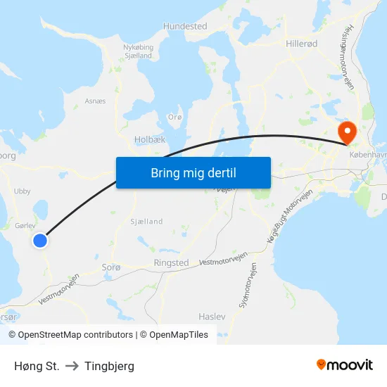 Høng St. to Tingbjerg map