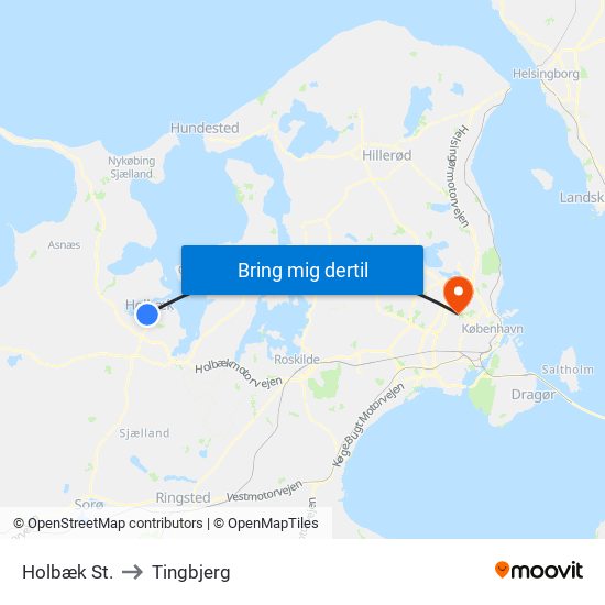 Holbæk St. to Tingbjerg map