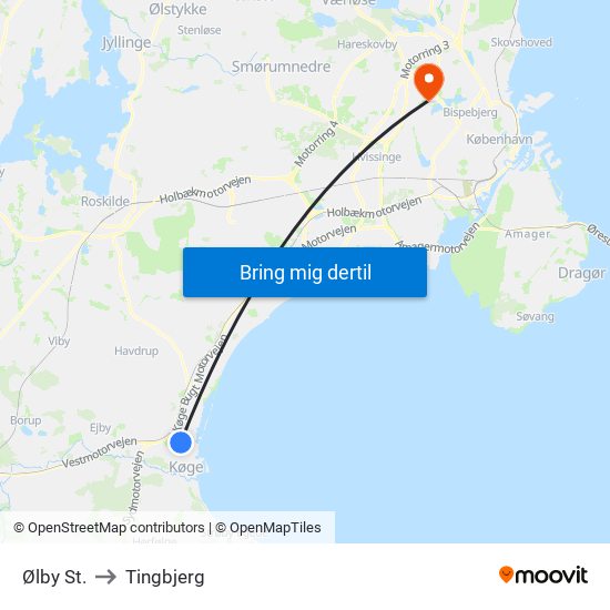 Ølby St. to Tingbjerg map