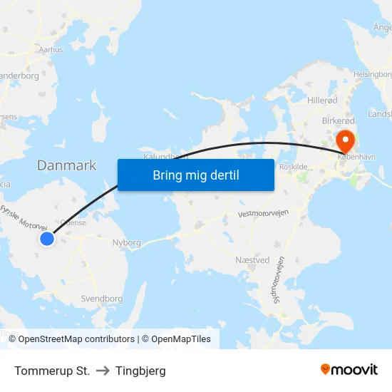 Tommerup St. to Tingbjerg map