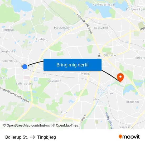 Ballerup St. to Tingbjerg map