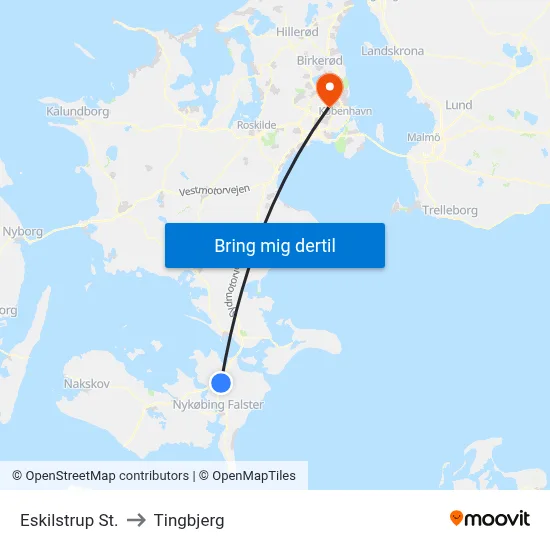 Eskilstrup St. to Tingbjerg map