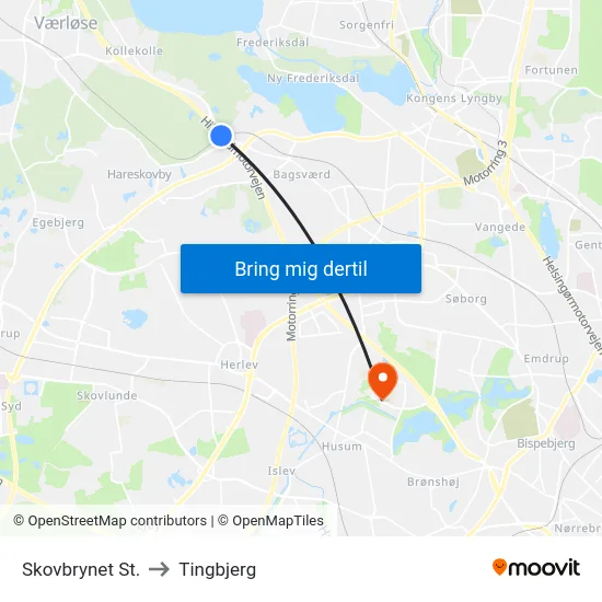 Skovbrynet St. to Tingbjerg map