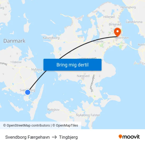 Svendborg Færgehavn to Tingbjerg map