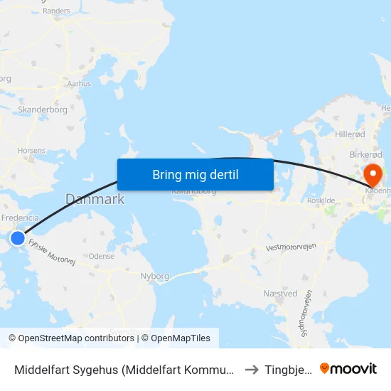 Middelfart Sygehus (Middelfart Kommune) to Tingbjerg map