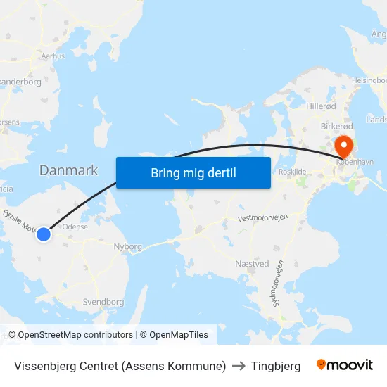 Vissenbjerg Centret (Assens Kommune) to Tingbjerg map