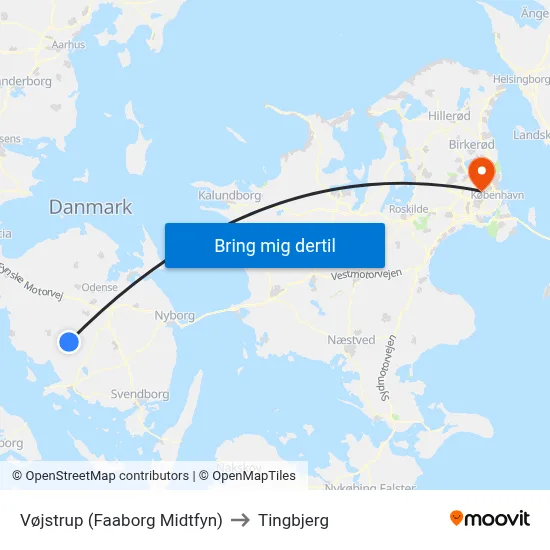 Vøjstrup (Faaborg Midtfyn) to Tingbjerg map