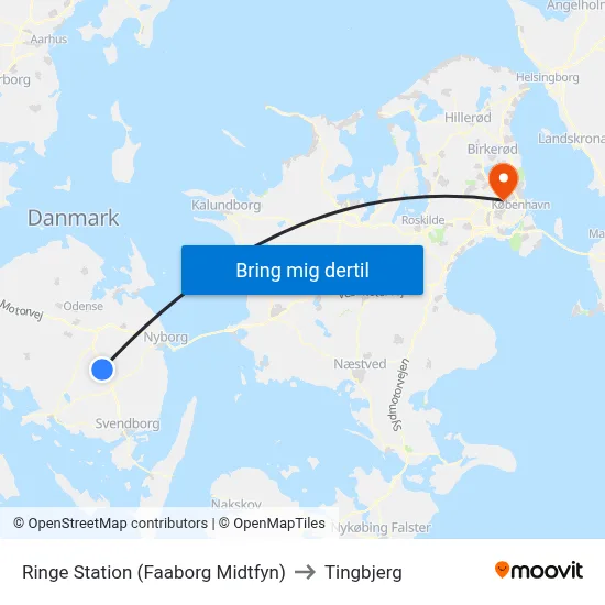Ringe Station (Faaborg Midtfyn) to Tingbjerg map