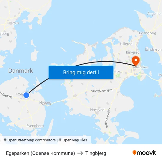 Egeparken (Odense Kommune) to Tingbjerg map
