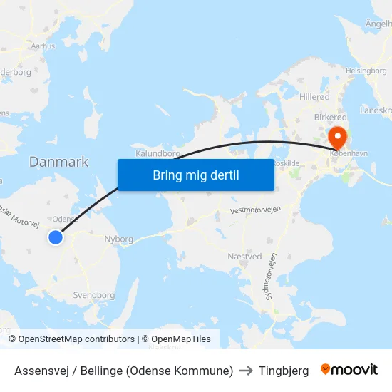 Assensvej / Bellinge (Odense Kommune) to Tingbjerg map