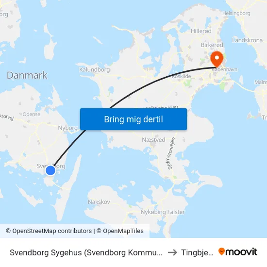 Svendborg Sygehus (Svendborg Kommune) to Tingbjerg map
