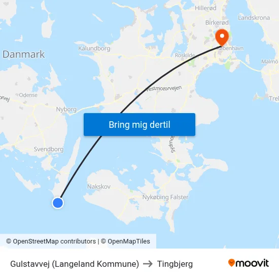 Gulstavvej (Langeland Kommune) to Tingbjerg map