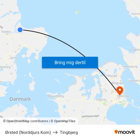 Ørsted (Norddjurs Kom) to Tingbjerg map