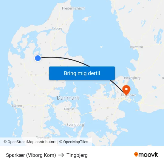 Sparkær (Viborg Kom) to Tingbjerg map