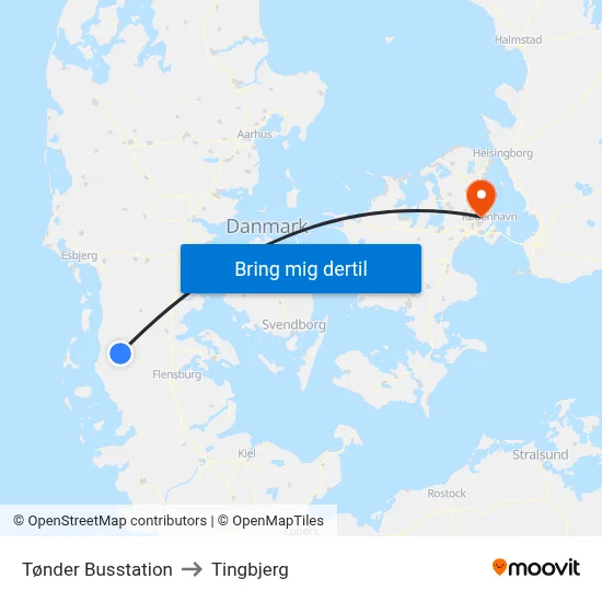 Tønder Busstation to Tingbjerg map